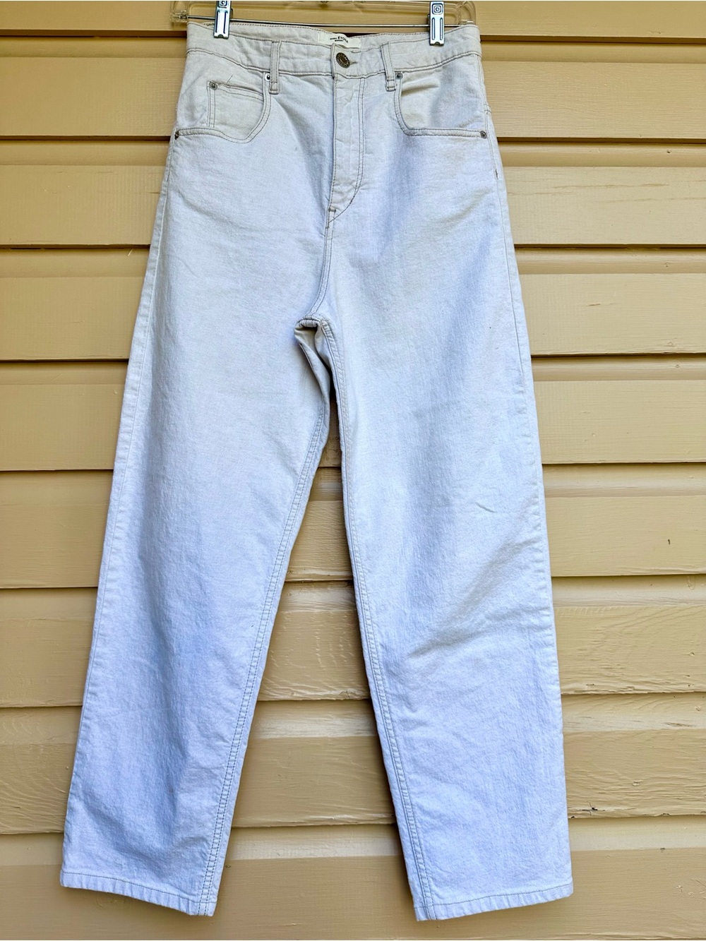 Isabel Marant Corfy Trousers Jeans High Rise Relaxed Cream Light Wash Size Small